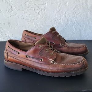 L.L. Bean Allagash Boat Shoes Loafers Sz 12 D Used Bison Leather Brown